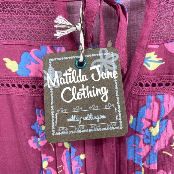 NWT Matilda Jane Art Class Pink Floral Short Sleeve Short Dress‎ Size Large - Picture 8 of 8